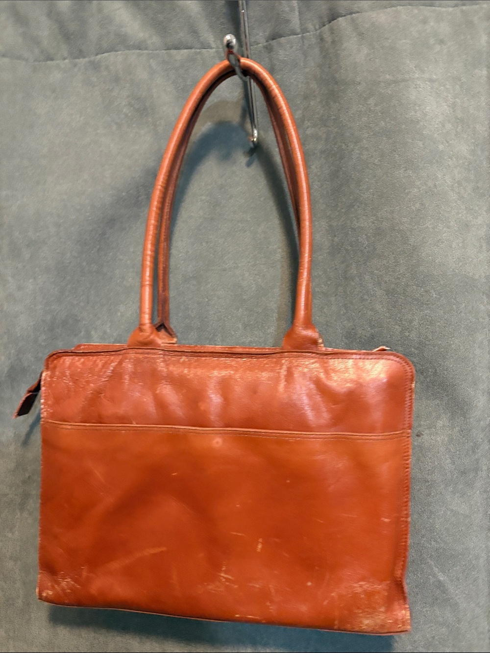 Source Unknown Cognac Brown Leather Laptop Bag